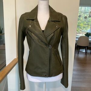 Olive Green Women's Faux Leather Jacket from Anthropologie
